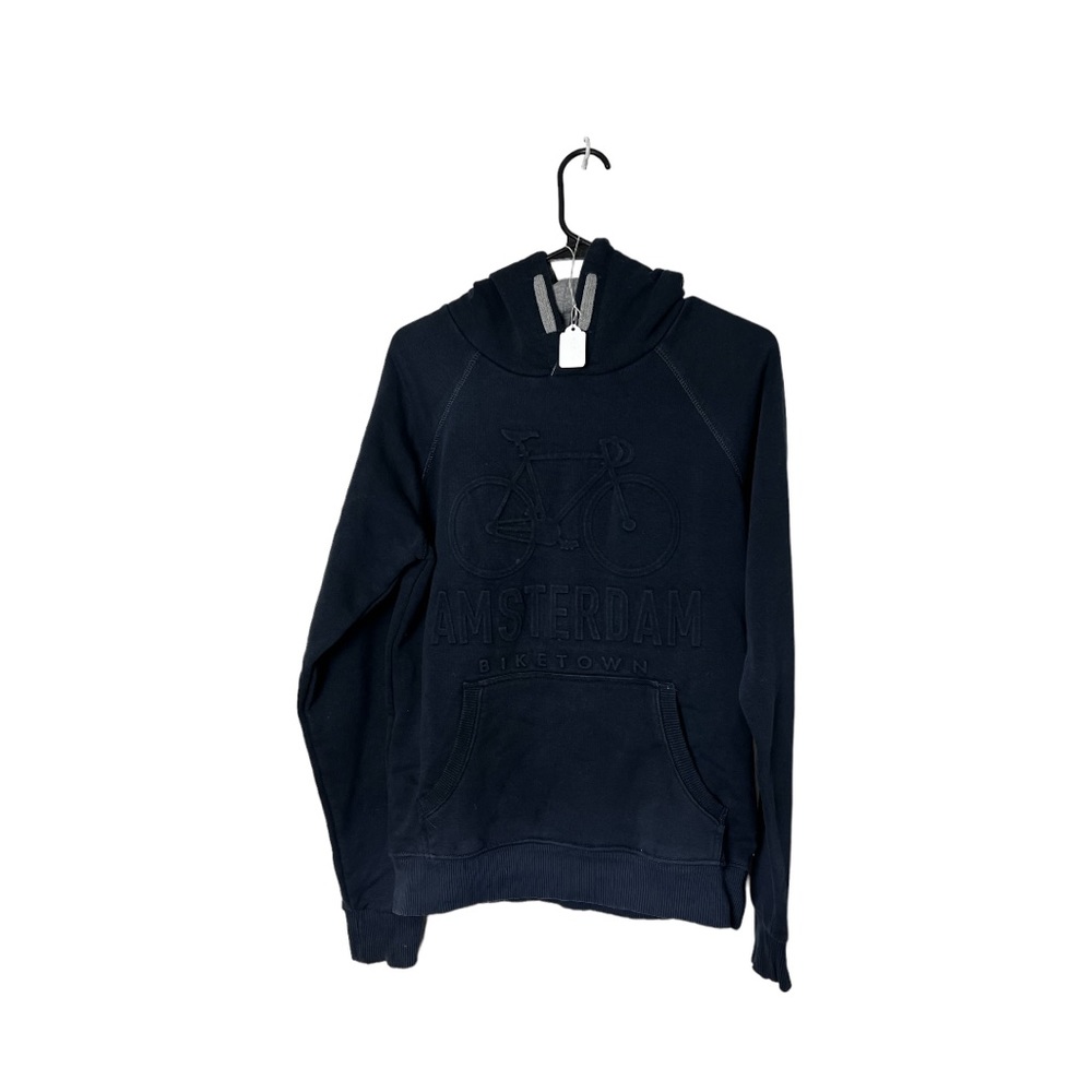 Size small navy blue amsterdam bike hoodie with puff letters